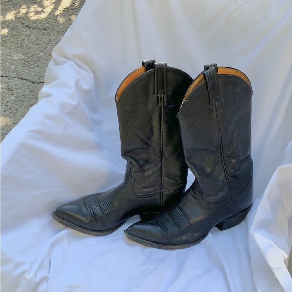 Vintage Tony Lama Black Cowboy/work boots Sz 9B Style #6158 Reg# 404910047 - Picture 10 of 16